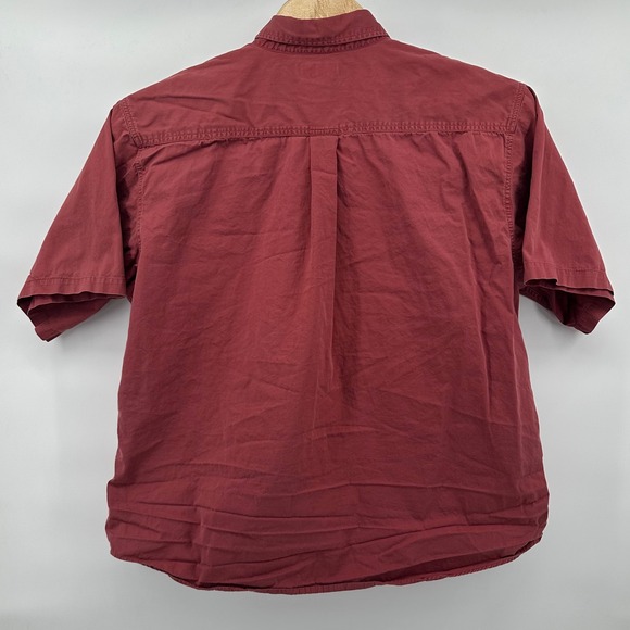 Carhartt Mens Button Down Shirt Short Sleeve Brick Red 2XL‎ Work Casual - Picture 3 of 6